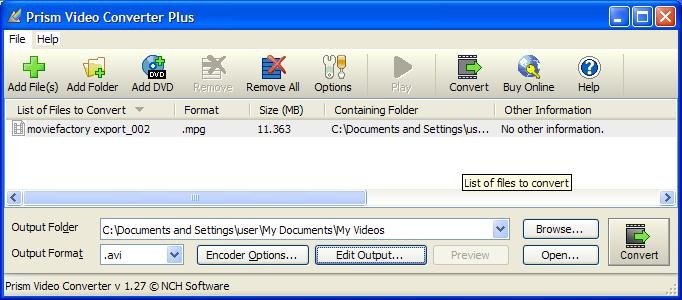 prism video file converter